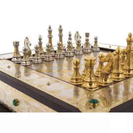 Шахматы с малахитом "Царские Элегант" Златоуст