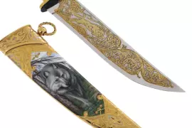 Нож "Волк" с эмалью, Златоуст