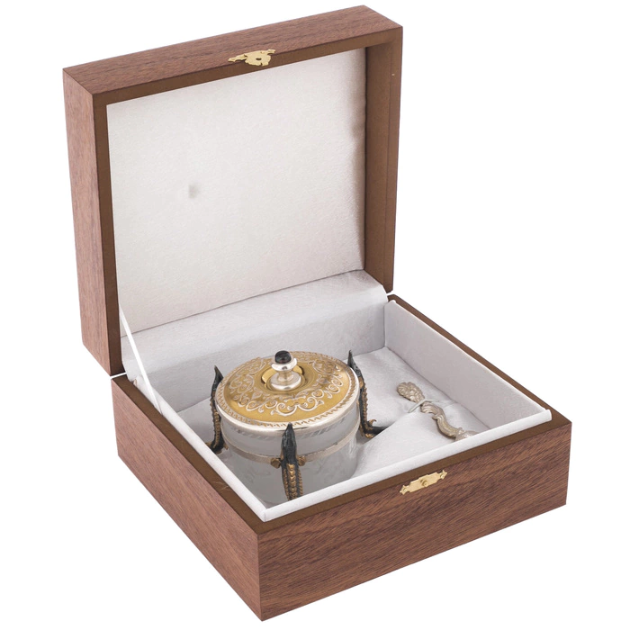 Caviar bowl "VDNKH" with gilding and silvering, Zlatoust