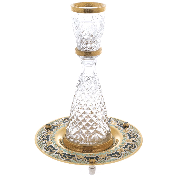 A set for vodka from a bottle and a dish with crystal, Zlatoust