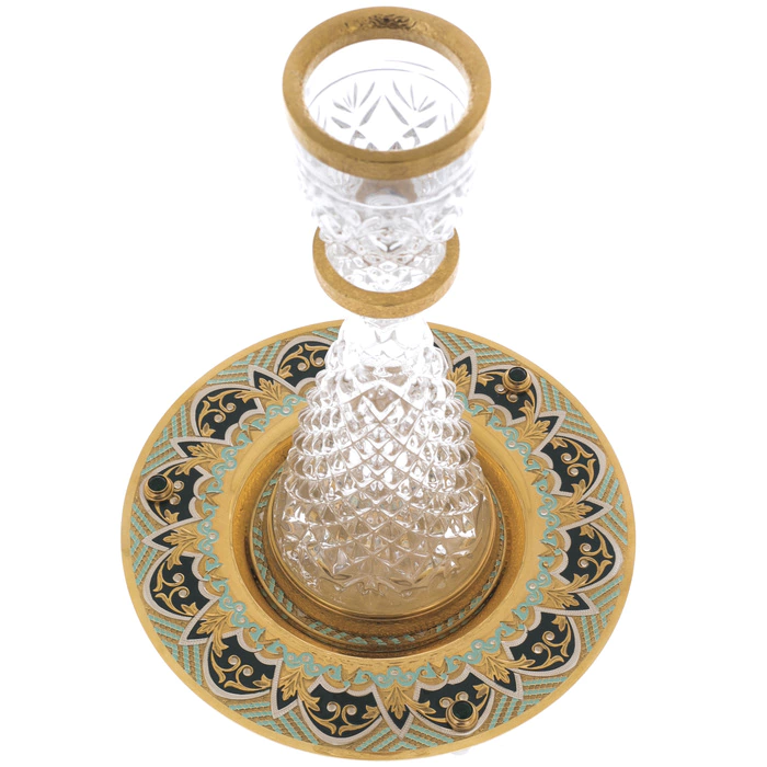 A set for vodka from a bottle and a dish with crystal, Zlatoust