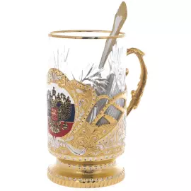 Подстаканник с эмалью "Герб РФ" Златоуст