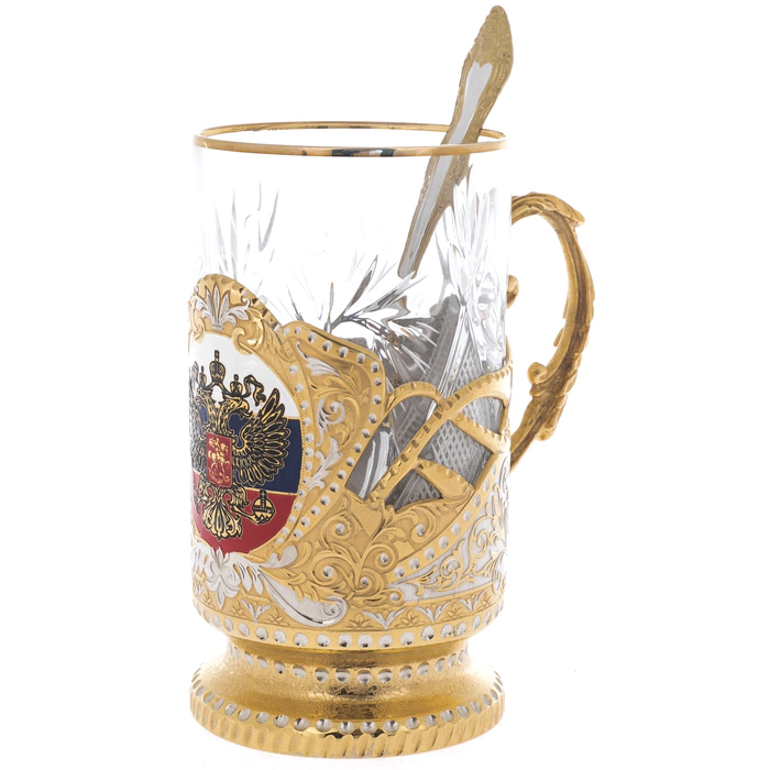 Cup holder with enamel "Coat of Arms of the Russian Federation" Zlatoust