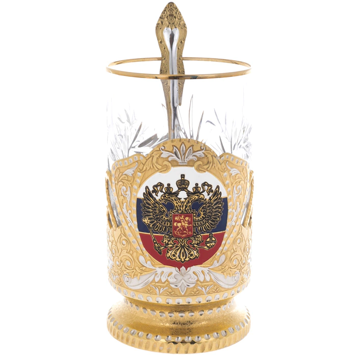 Cup holder with enamel "Coat of Arms of the Russian Federation" Zlatoust