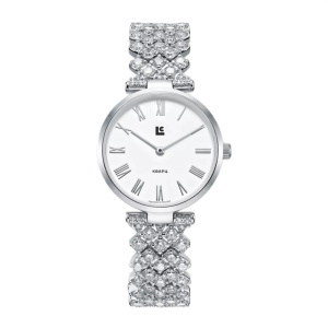 Lincor Silver Quartz Wrist Watch with Crystals