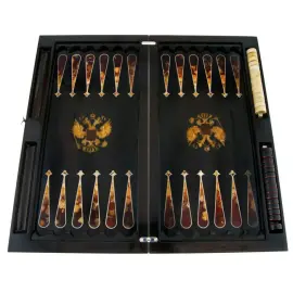 Нарды из мореного дуба и янтаря "Герб РФ" Нарды из мореного дуба и янтаря "Герб РФ"