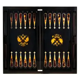 Нарды из мореного дуба и янтаря "Герб РФ" Нарды из мореного дуба и янтаря "Герб РФ"