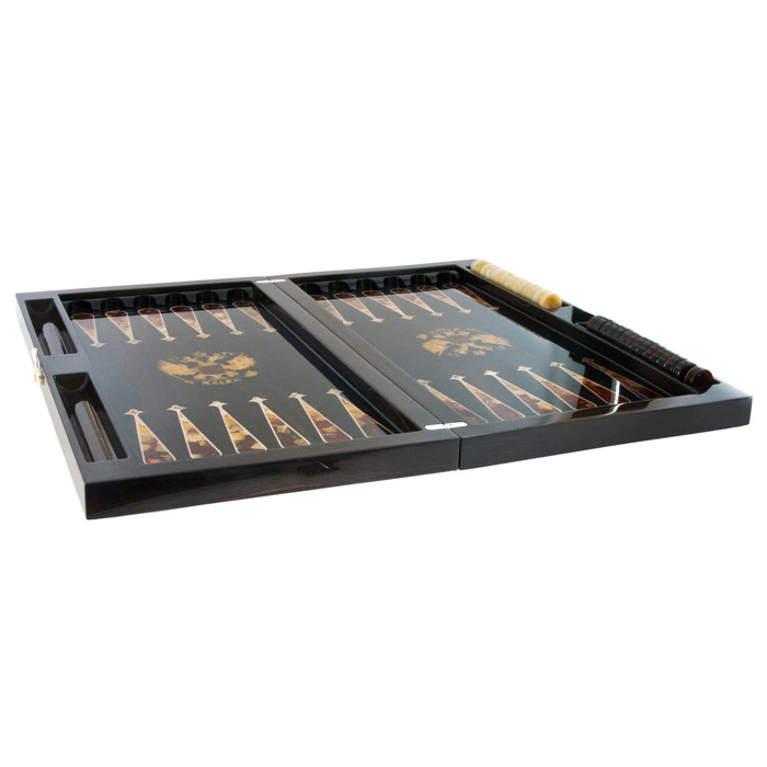 Backgammon made of stained oak and amber "Coat of Arms of the Russian Federation"