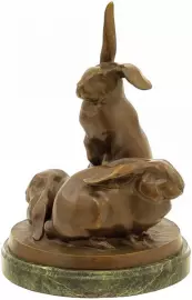 Скульптура бронзовая "Кролики"