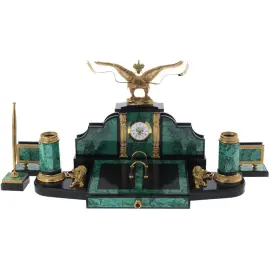 Настольный набор из малахита "Президентский" Златоуст Настольный набор из малахита "Президентский" Златоуст