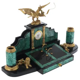 Настольный набор из малахита "Президентский" Златоуст Настольный набор из малахита "Президентский" Златоуст