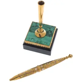 Настольный набор из малахита "Президентский" Златоуст Настольный набор из малахита "Президентский" Златоуст