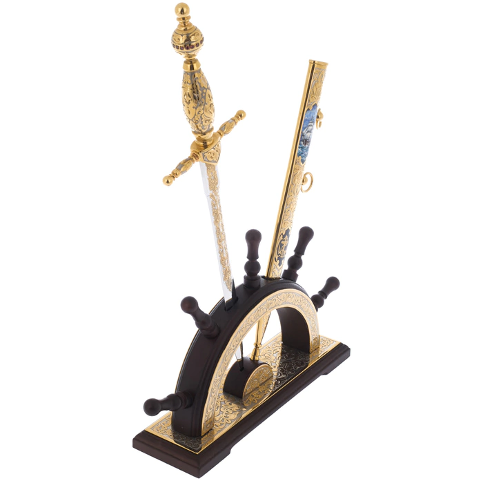Admiral's cutlass with stand, Zlatoust