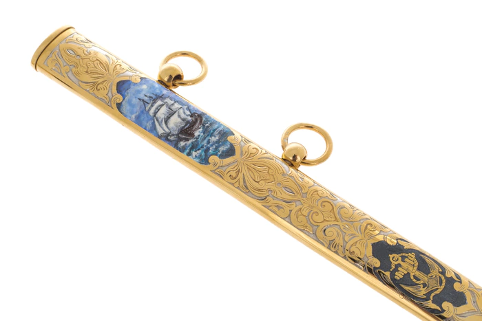 Admiral's cutlass with stand, Zlatoust