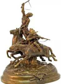 Скульптура бронзовая "Джигитовка лезгин"