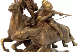 Скульптура бронзовая "Джигитовка лезгин"
