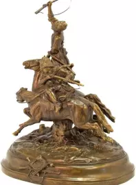 Скульптура бронзовая "Джигитовка лезгин"