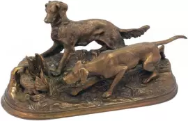 Скульптура бронзовая "Собаки на стойке"