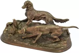 Скульптура бронзовая "Собаки на стойке"