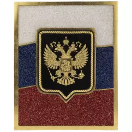 Панно из хрусталя, лазурита и коралла "Герб РФ"