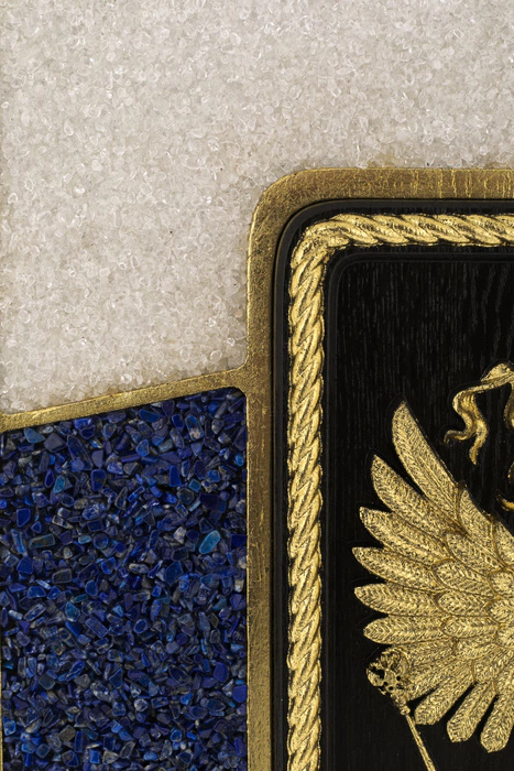 Panels of crystal, lapis lazuli and coral "Coat of Arms of the Russian Federation"