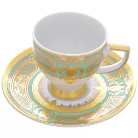 Кофейный сервиз из фарфора "Donna Seladon gold"