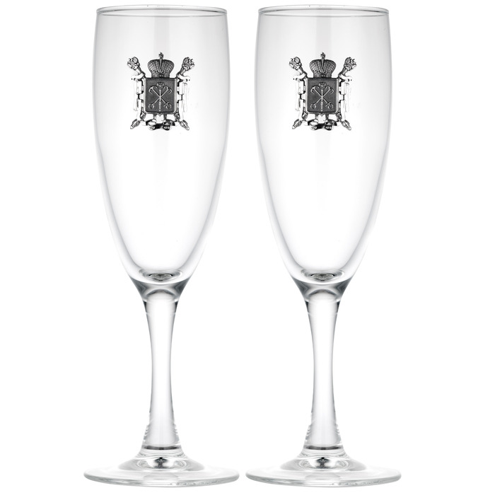 Set of champagne glasses for 2 persons "Petersburg"