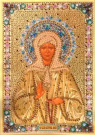 Икона с драгоценными камнями "Матрона Московская" с фианитами