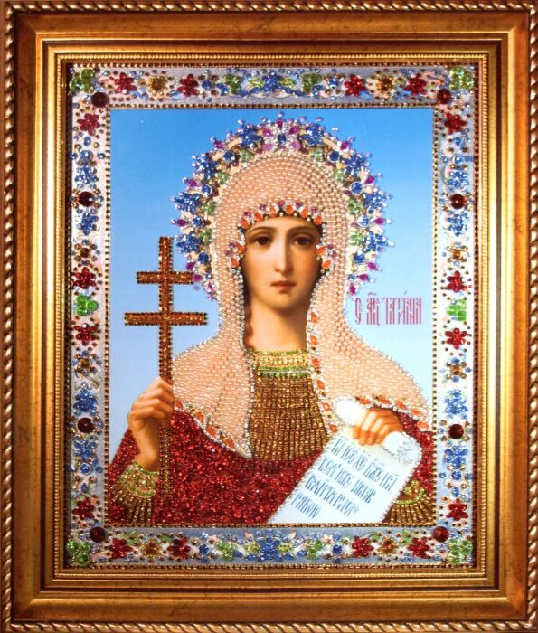 Icon with precious stones "Saint Tatiana"
