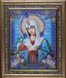 Икона с драгоценными камнями "Умиление" 