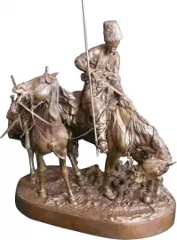 Статуэтка бронзовая "Запорожский казак после битвы"