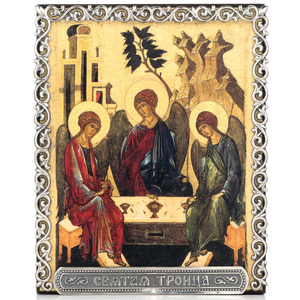 Icon in a silver baguette "Trinity"