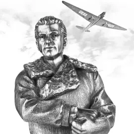 Серебряная рюмка "Чкалов"