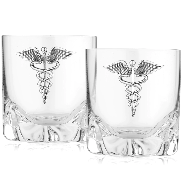Set of whiskey glasses for 2 persons "Caduceus"