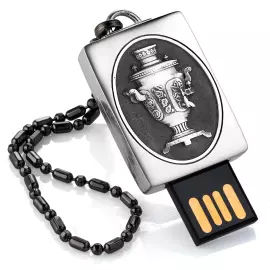 Серебряный флеш-накопитель "Самовар"