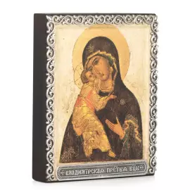Икона в серебряном багете "Владимирская Божья Матерь"