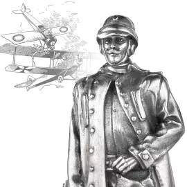 Набор серебряных рюмок-перевертышей на 3 персоны "Русские авиаторы"