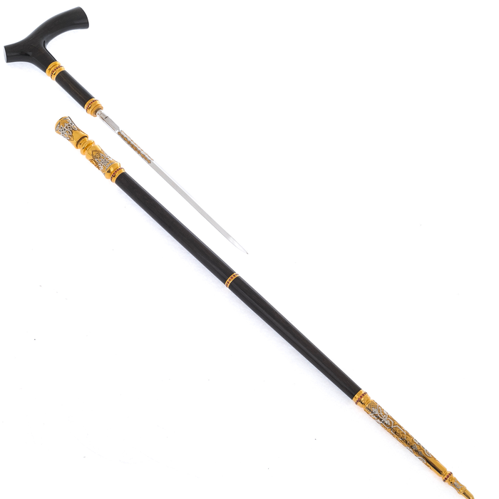 A cane made of stained oak with a stiletto "Aristocrat"
