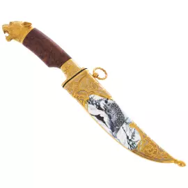 Нож с эмалями "Крадущийся барс" Златоуст
