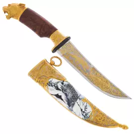 Нож с эмалями "Крадущийся барс" Златоуст