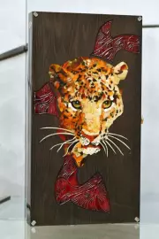 Backgammon made of stained oak and amber "Leopard" collection "Legends of the world"