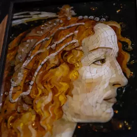 Wood and amber panel by Sandro Botticelli "Portrait of a young woman"