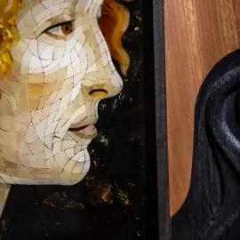 Wood and amber panel by Sandro Botticelli "Portrait of a young woman"
