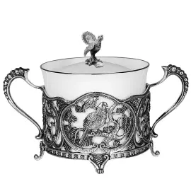 Набор из серебра "Глухариный край": ложка, чашка, сахарница