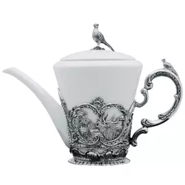 Набор из серебра "Королевская охота": сахарница, сливочник, чайник