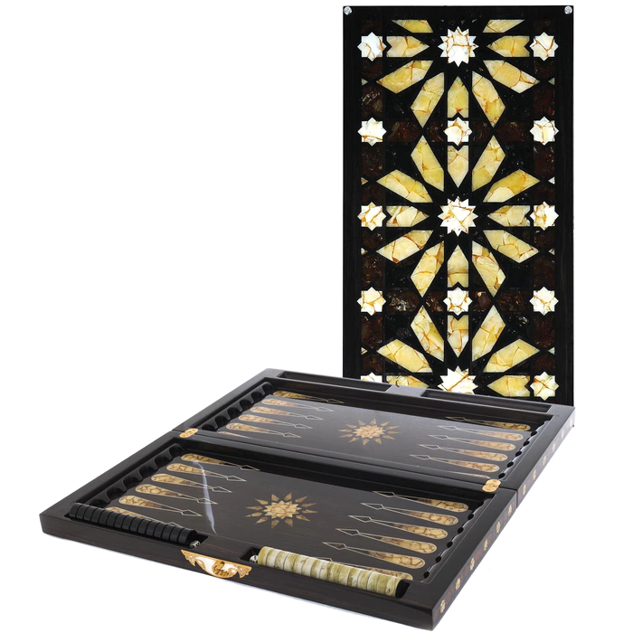 Backgammon made of stained oak "Ornament" of the Orient collection