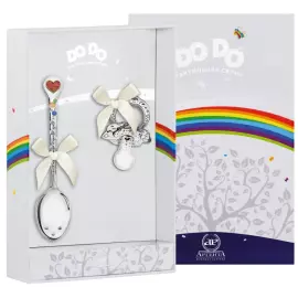 Набор детский DO DO серебряный "Сердечко": ложка и сувенир-пустышка