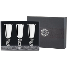 Silver-plated "Argali" set of glasses, polished, with blackening