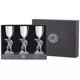 Silver-plated set of glasses "Trumpeter" polished, with blackening, for 3 persons