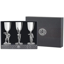 Silver-plated set of glasses "Soldiers", polished, with blackening, for 3 persons